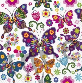 Serviette colorful butterflies
