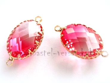 Verbindungsteil oval mit 2 Ösen rosa