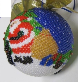 Preview: Kugel Weihnachtsmann mit Hündchen