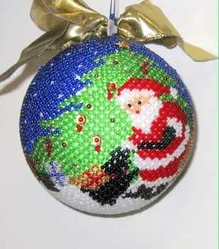 Kugel Weihnachtsmann mit Hündchen