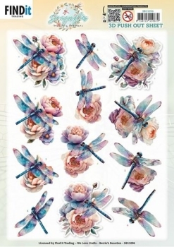 3D Stanzbogen Libelle blau