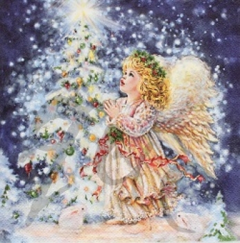 Serviette xmas angels & rabbits
