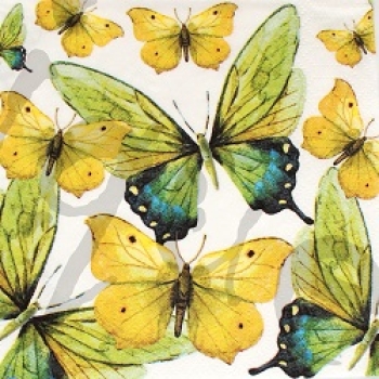 Serviette green butterflies