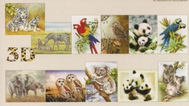 Preview: 3D Schnittbogen Buch A5 Tiere