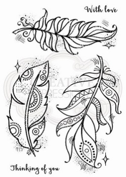 Woodware Clearstamp Boho Feathers