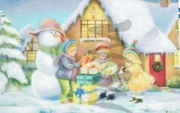 Preview: 3D Schnittbogen Kinder mit Schneemann