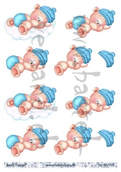 3D Schnittbogen Babybär blau