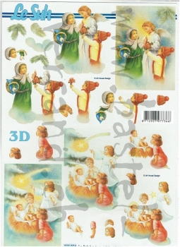 3D Schnittbogen Kinder bei der Krippe