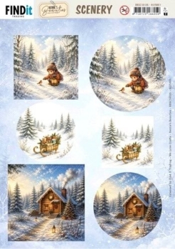 3D Stanzbogen im Winterwald