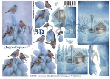 3D Schnittbogen Vögel im Schnee