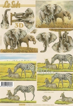 3D Schnittbogen Elefant und Zebra