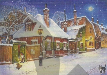 Preview: 3D Schnittbogen verschneites Dorf