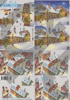 3D Schnittbogen verschneites Dorf