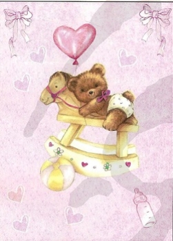 Preview: 3D Schnittbogen Baby auf Schaukelpferd