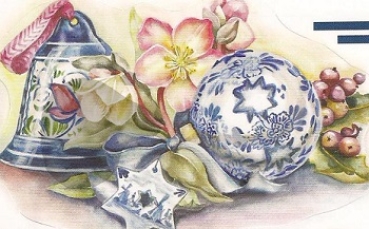 Preview: 3D Stanzbogen Weihnachtskugeln blau