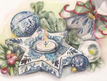 Preview: 3D Stanzbogen Weihnachtskugeln blau