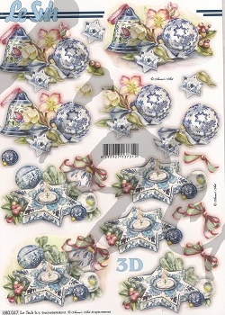 3D Stanzbogen Weihnachtskugeln blau