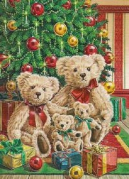 Preview: 3D Schnittbogen Bären unterm Weihnachtsbaum