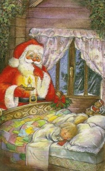 Preview: 3D Schnittbogen Nikolaus bei den Kinder am Bett