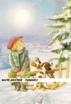 Preview: 3D Schnittbogen Kinder im Schnee