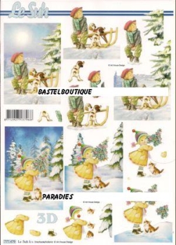 3D Schnittbogen Kinder im Schnee