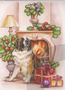 Preview: 3D Schnittbogen Bernhardiner am Kamin