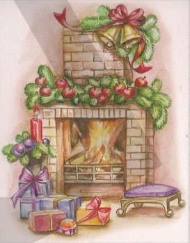 Preview: 3D Schnittbogen Bernhardiner am Kamin