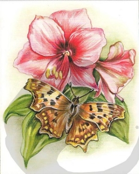 Preview: 3D Schnittbogen Blumen mit Schmetterling