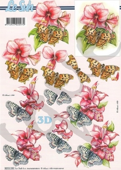 3D Schnittbogen Blumen mit Schmetterling