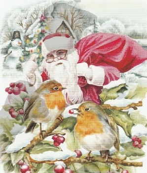 Preview: 3D Schnittbogen Santa mit Rotkehlchen