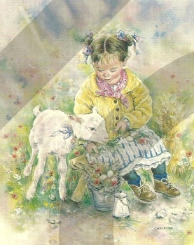 Schnittbogen Mädchen mit Lamm
