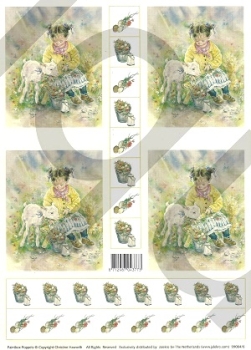 Preview: Schnittbogen Mädchen mit Lamm