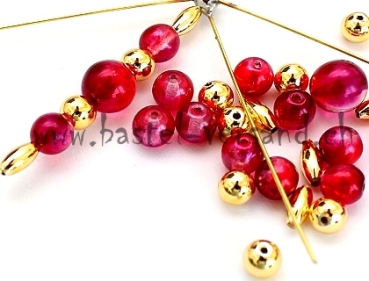 Bastelpackung Perlenstern mit Glasperlen rot