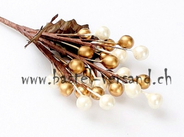 Beerenzweig weiss und gold