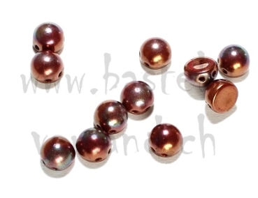 CzechMates Cabochon 7mm bronze luster iris opaque red