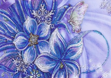 DIY Special Shaped Diamond Painting Blume blau mit Schmetterling