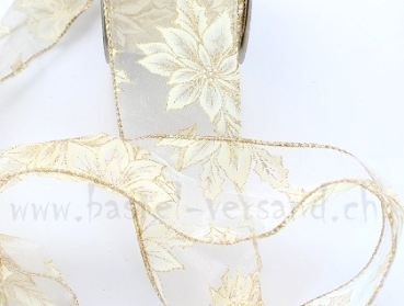 Dekoband 6,2cm Poinsettia ivory