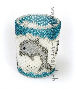 Wattestäbliglas Delfin türkis