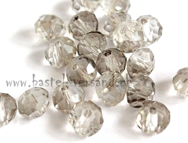 Glasfacetten Rondellen 6mm silbergrau