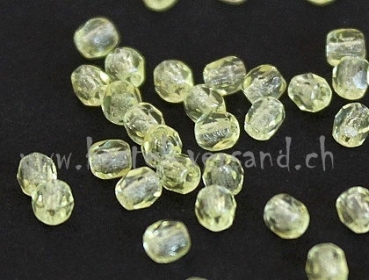 Preview: Glasfacettenperle 3mm zitronengelb (Feuerpoliert)