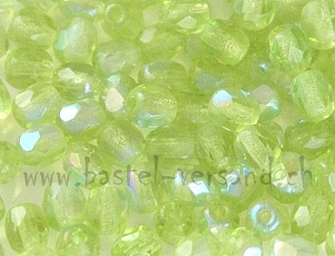 Glasfacettenperle 4mm hellgrün irisierend