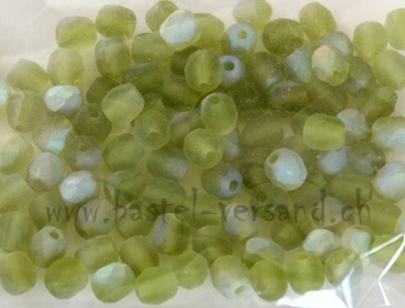 Glasfacettenperle 4mm moosgrün matt