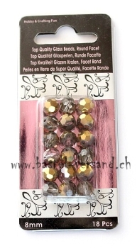 Glasfacettenperle 8mm gold/schwarz