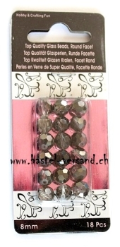 Glasfacettenperle 8mm silber/schwarz