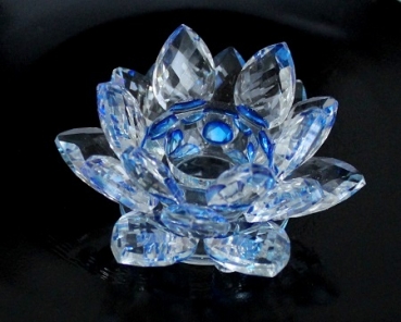 Glaskerzenhalter Blume blau