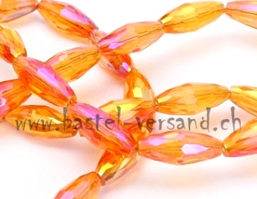 Glasperle 17 x 8mm gold / rot