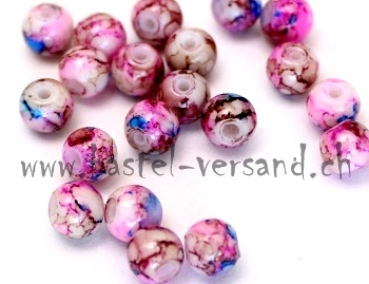 Glasperle 6mm pink marmoriert
