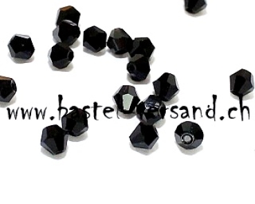 Glasperle Doppelkegel 4mm schwarz