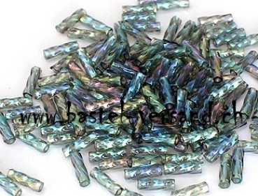 Glasstifte gedreht (twisted) 6mm dunkelgrün irisierend