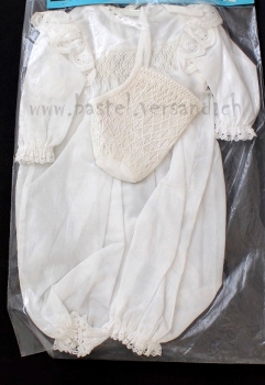 Puppenoverall weiss mit Mütze für 45cm Puppe